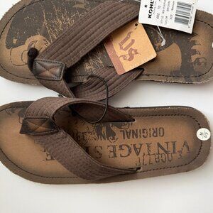 Vintage Stone Men's Classic Thong Flip-Flop Slippers Brown Sz M 8/9 ~ NWT!!
